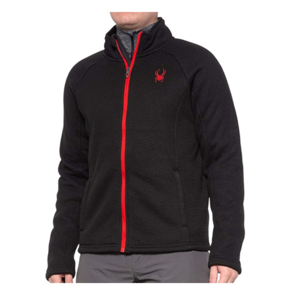 Spyder Mens Black Red Stellar Jacket Sherpa Lined Bonded Fleece NEW Small - Picture 1 of 11